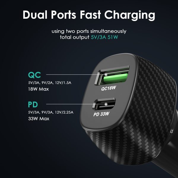 51W Type C+ USB Car Charger