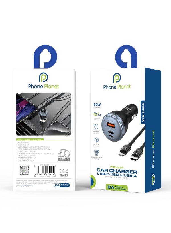 Car fast  Charger - USB-L+1C+1A Port
