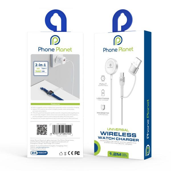 2 IN 1 (PP-WC03) Wireless Watch Charger With USB A & C Port