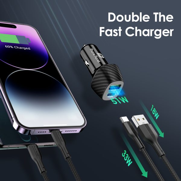 51W Type C+ USB Car Charger